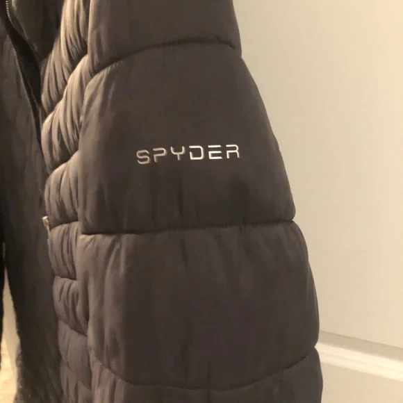 Spyder Gray Quilted Puffer Coat with Hood - Picture 4 of 4